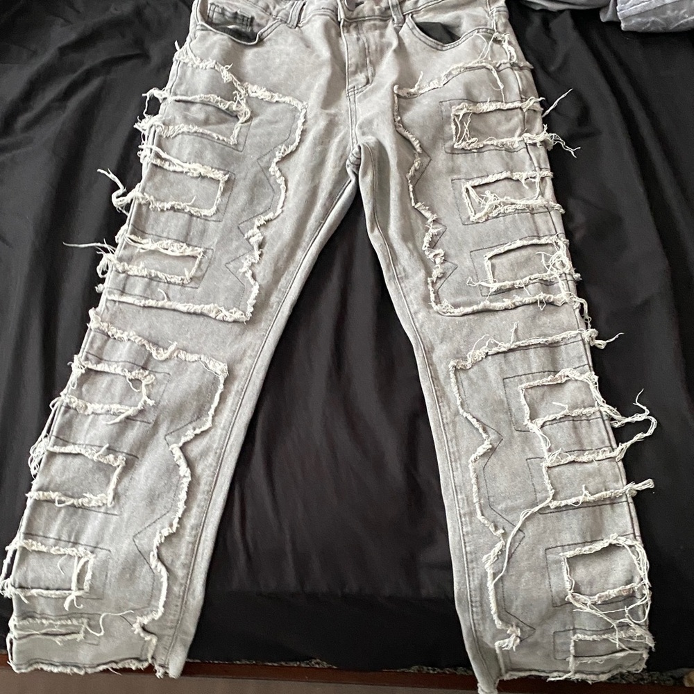ROMWE Gray Distressed Cargo Pants